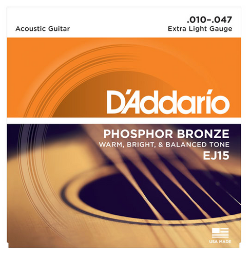 D'Addario Phosphor Bronze Extra light 10-47 Guitar Strings