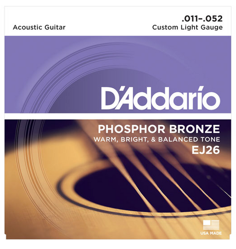 D'Addario Phosphor Bronze Custom Light 11-52 Guitar Strings